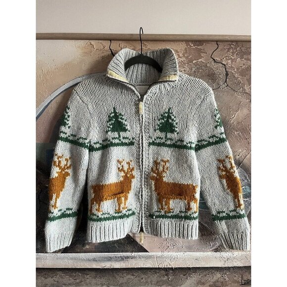 American Eagle Outfitters Vintage cotton-Alpaca-wool Deer Sweater Sz Med - Picture 1 of 16